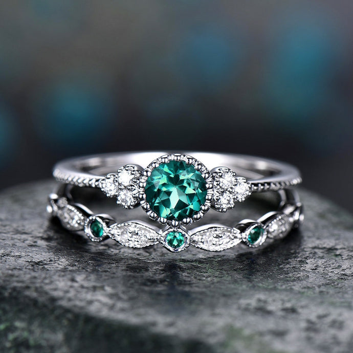 Green Blue Crystal Ring